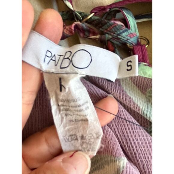 PATBO Tent Dress Red Floral Dress Ruffle Short Sleeves Plungeline Small EUC - Picture 7 of 10